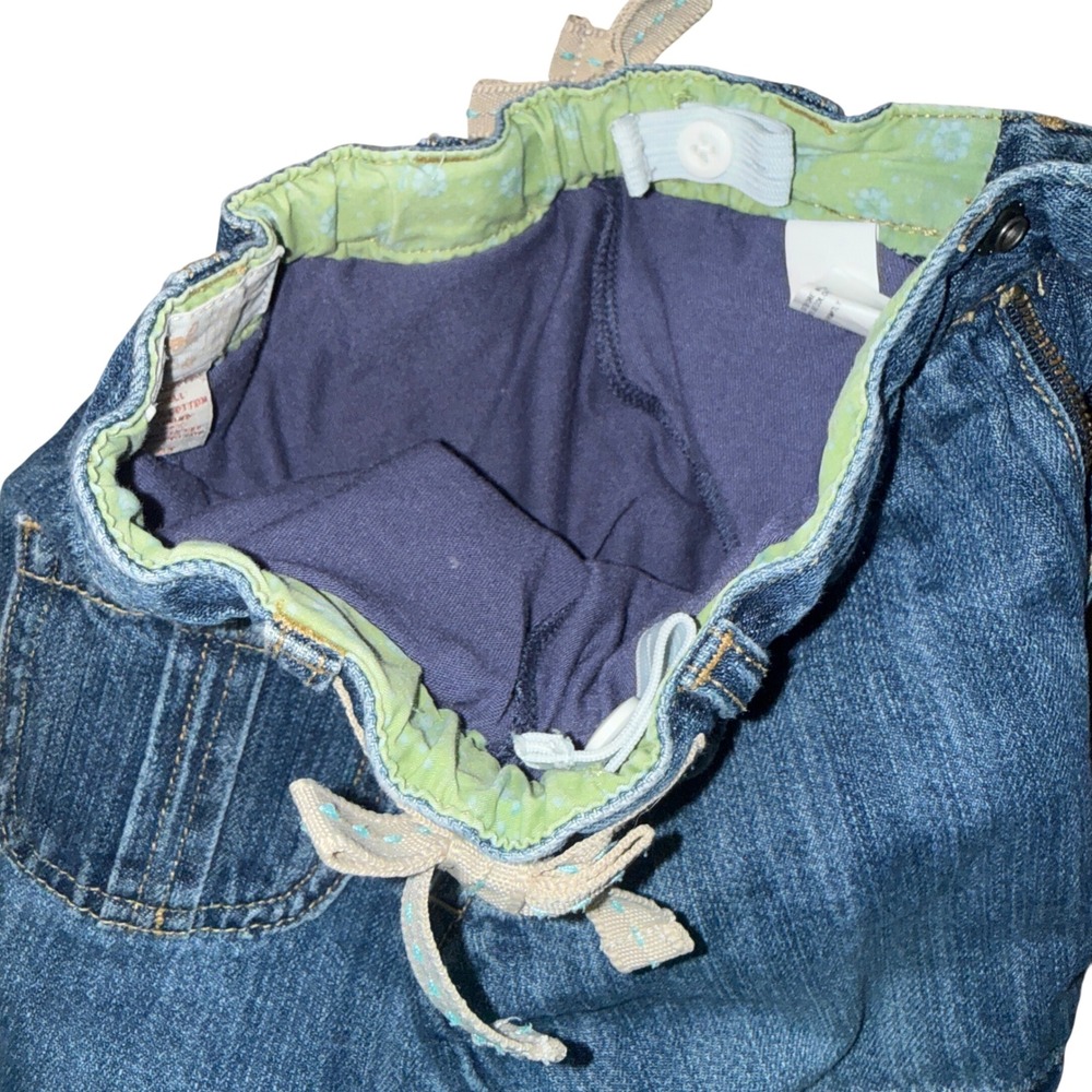 vintage OshKosh Denim Skirt 4T Blue Adjustable Waist Canvas Bows - Picture 4 of 4